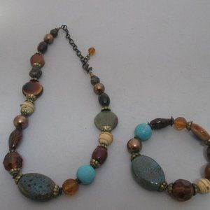 Three pc Premier Designs set including necklace bracelet and earrings